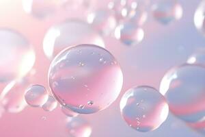Pink soap bubbles float background. Soap Sud Bubbles Water. An artful colorful background with bubbles. Abstract background.  Generated AI illustration photo