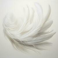 White feather background. Beautiful Soft and Light White Fluffy Feathers. Abstract. Light weight of white feather. Generated AI illustration photo