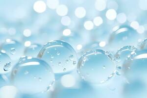 Blue soap bubbles background. Soap Sud Bubbles Water. An artful colorful background with bubbles. Abstract background. Generated AI illustration. photo