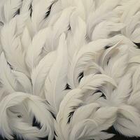 White feather background. Beautiful Soft and Light White Fluffy Feathers. Abstract. Light weight of white feather. Generated AI illustration photo