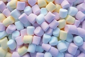 Background of colorful marshmallows. Generative AI. photo