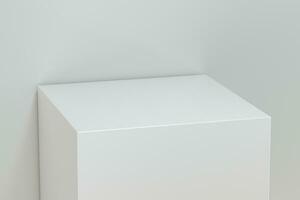 3d rendering, the cubic platform in the white empty room. photo