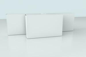 3d rendering, white packing boxes with white background photo