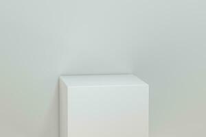 3d rendering, the cubic platform in the white empty room. photo