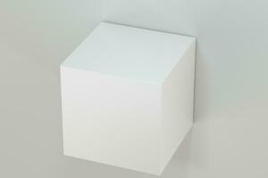 3d rendering, the cubic platform in the white empty room. photo