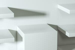 3d rendering, the cubic platform in the white empty room. photo