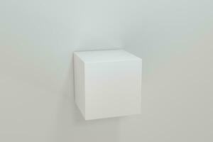 3d rendering, the cubic platform in the white empty room. photo
