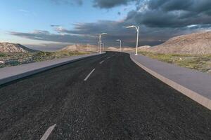 The waving road in the deserted suburbs, 3d rendering photo