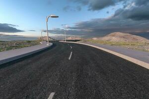 The waving road in the deserted suburbs, 3d rendering photo