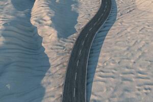 The waving road in the desert, 3d rendering photo