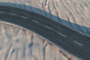 The waving road in the desert, 3d rendering photo