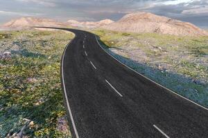 The waving road in the deserted suburbs, 3d rendering photo