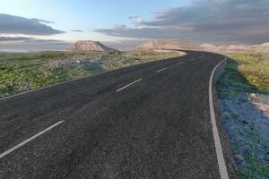 The waving road in the deserted suburbs, 3d rendering photo