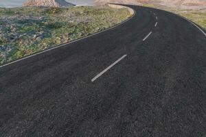 The waving road in the deserted suburbs, 3d rendering photo