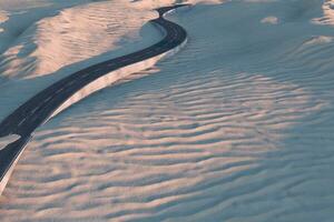 The waving road in the desert, 3d rendering photo