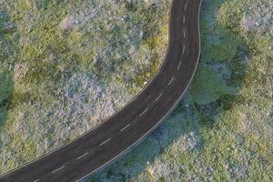 The waving road in the deserted suburbs, 3d rendering photo