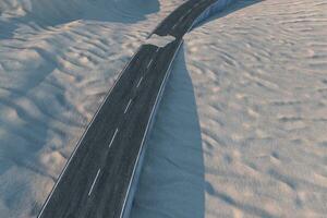 The waving road in the desert, 3d rendering photo