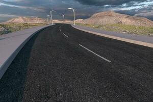 The waving road in the deserted suburbs, 3d rendering photo