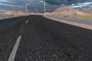 The waving road in the deserted suburbs, 3d rendering photo