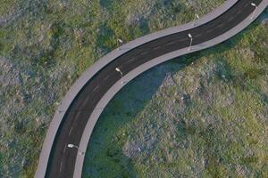 The waving road in the deserted suburbs, 3d rendering photo