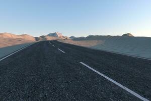 el ondulación la carretera en el desierto, 3d representación foto