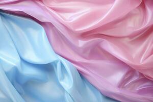 Texture of crumpled pink and blue fabric. photo