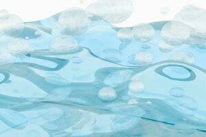 Light blue water wave cube, with creative spheres bubble, 3d rendering. photo