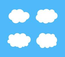 Cloud Abstract white cloudy set isolated on blue background. Sky Vector Illustration