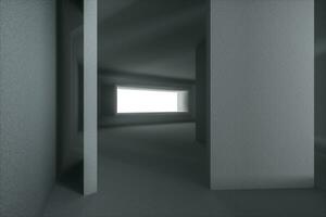 Empty rough room with light coming in from the window, 3d rendering. photo