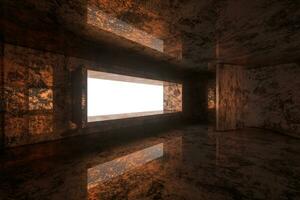 Empty rusty room with light coming in from the window, 3d rendering. photo