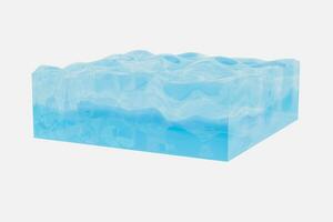 Light blue water wave cube, with creative spheres bubble, 3d rendering. photo