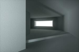 Empty rough room with light coming in from the window, 3d rendering. photo