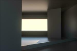 Empty rough room with light coming in from the window, 3d rendering. photo