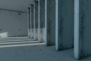 Empty rough room with light coming in from the window, 3d rendering. photo