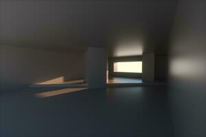 Empty rough room with light coming in from the window, 3d rendering. photo