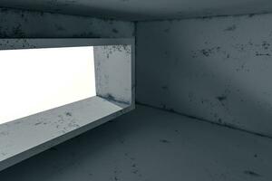 Empty rough room with light coming in from the window, 3d rendering. photo