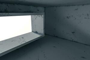 Empty rough room with light coming in from the window, 3d rendering. photo