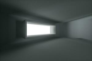 Empty rough room with light coming in from the window, 3d rendering. photo