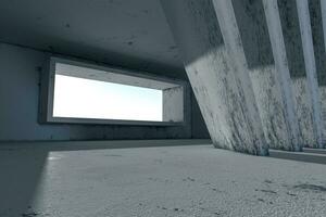 Empty rough room with light coming in from the window, 3d rendering. photo