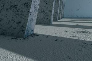 Empty rough room with light coming in from the window, 3d rendering. photo