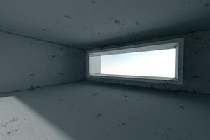 Empty rough room with light coming in from the window, 3d rendering. photo