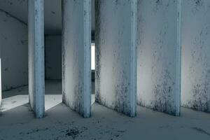 Empty rough room with light coming in from the window, 3d rendering. photo