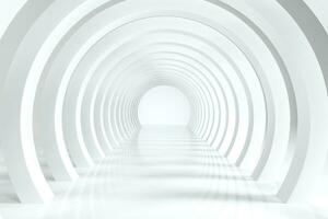 3d rendering, bright science-fiction tunnel, bright background photo