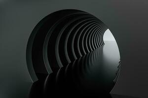 3d rendering, dark science-fiction tunnel, dark background photo