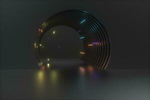 3d rendering, dark science-fiction tunnel, dark background photo