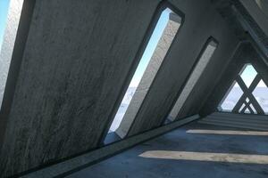 Fantasy concrete tunnel building, triangle tunnel. 3d rendering. photo