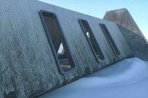 Fantasy concrete tunnel building, triangle tunnel. 3d rendering. photo