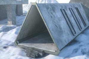 Fantasy concrete tunnel building, triangle tunnel. 3d rendering. photo