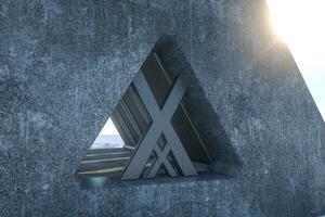 Fantasy concrete tunnel building, triangle tunnel. 3d rendering. photo