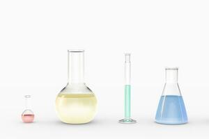 3d rendering, test tube and beaker in the lab photo